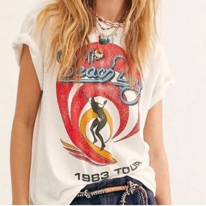 DAYDREAMER x Free People The Beach Boys 1983 Tour Tee In Vintage White Sz M